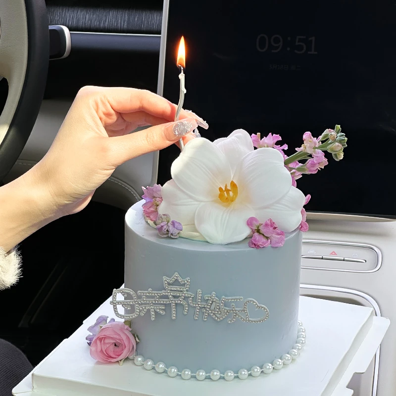 2025母亲节快乐水钻蛋糕装饰摆件仿真郁金香花朵妈妈节日装扮插件