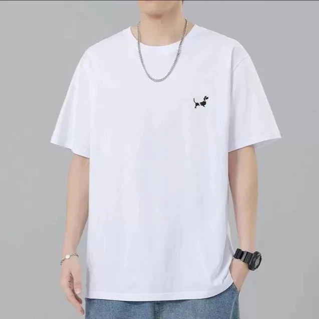 浩运专属轻奢刺绣小狗纯棉短袖T恤不起球不掉色情侣休闲运动百搭