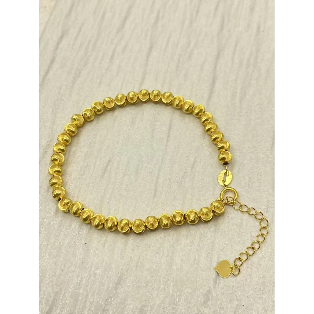 【媛媛】18k金猫眼金珠手链15+3cm 卡4mm