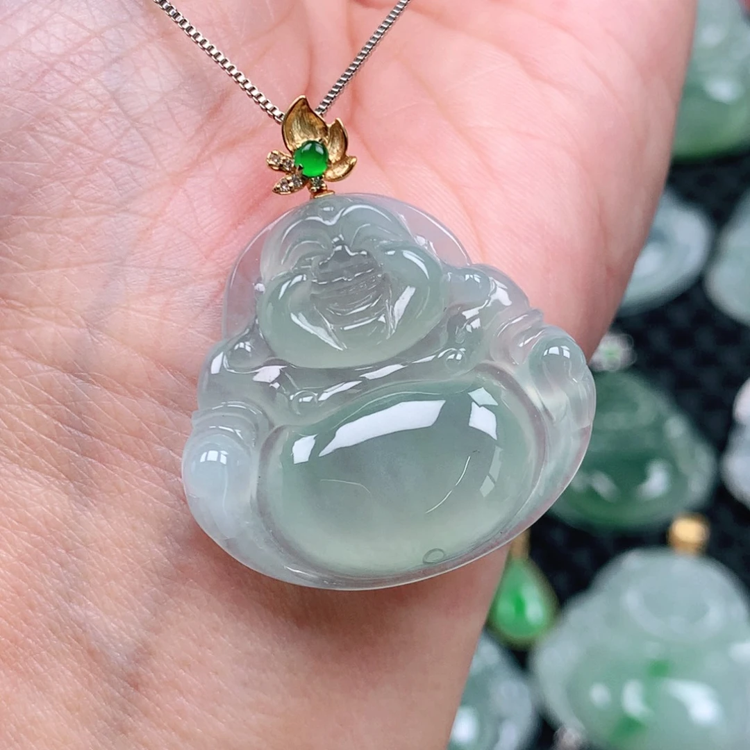翡翠吊坠(不含链)18K金镶嵌