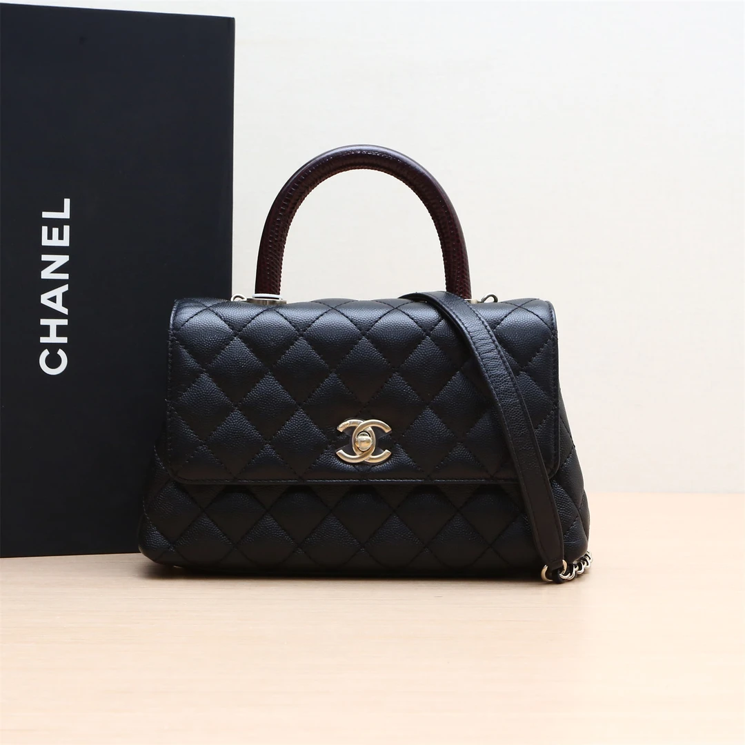 99新 Chanel/香奈儿 小花佳珊90279 Handle小号 芯片 蜥压纹手柄