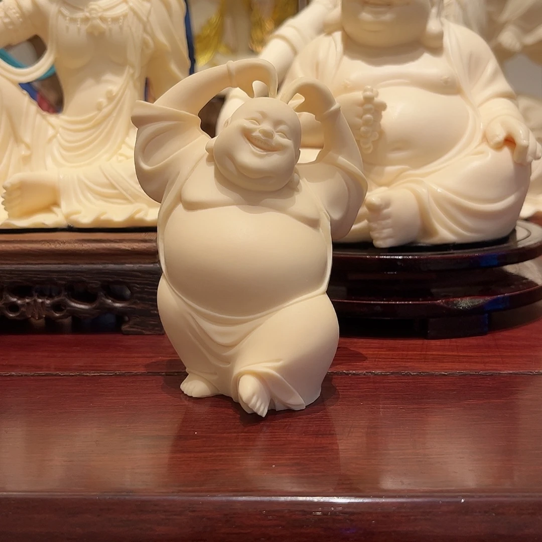木象牙果比心弥勒摆件