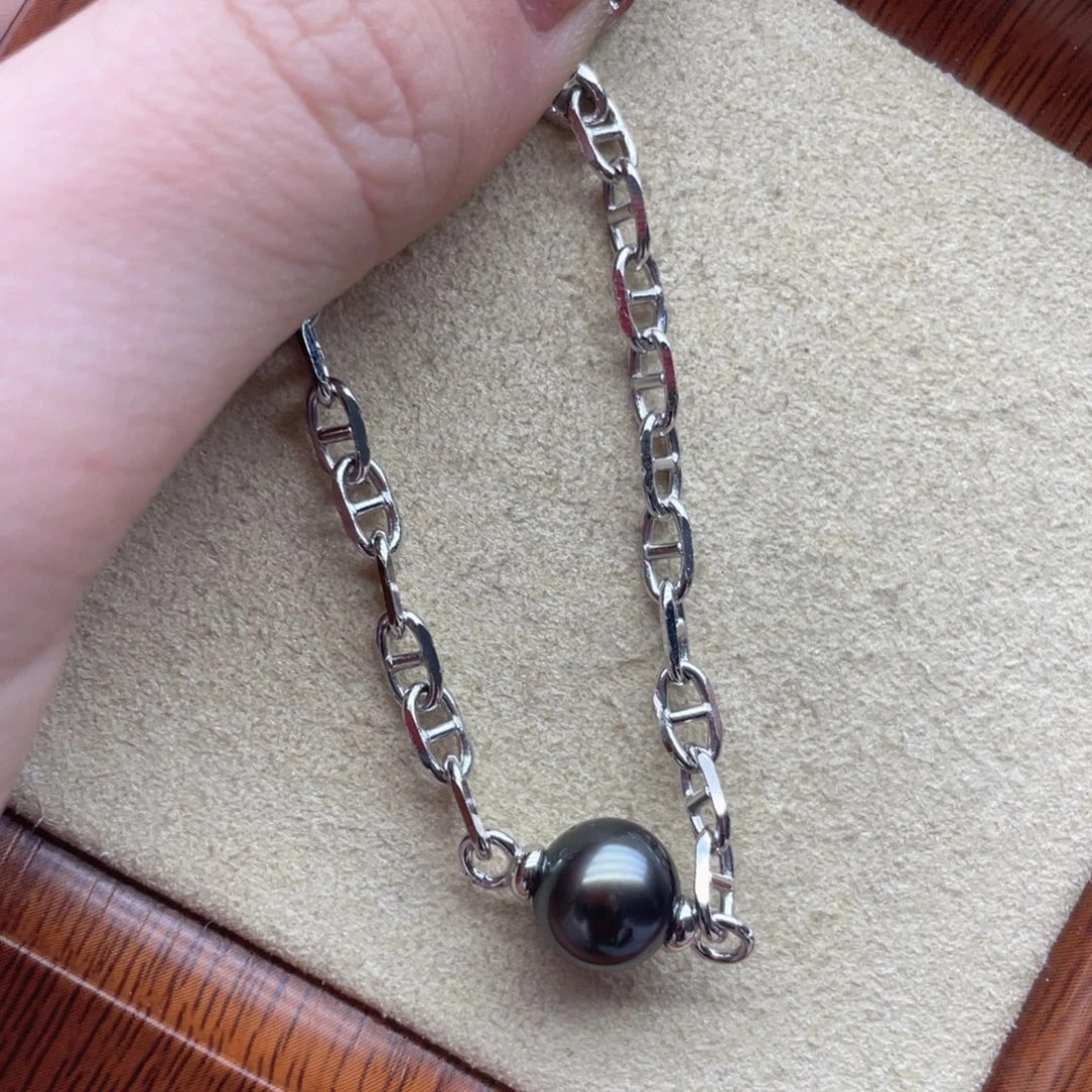 银S925镶嵌海水珍珠手链Q120