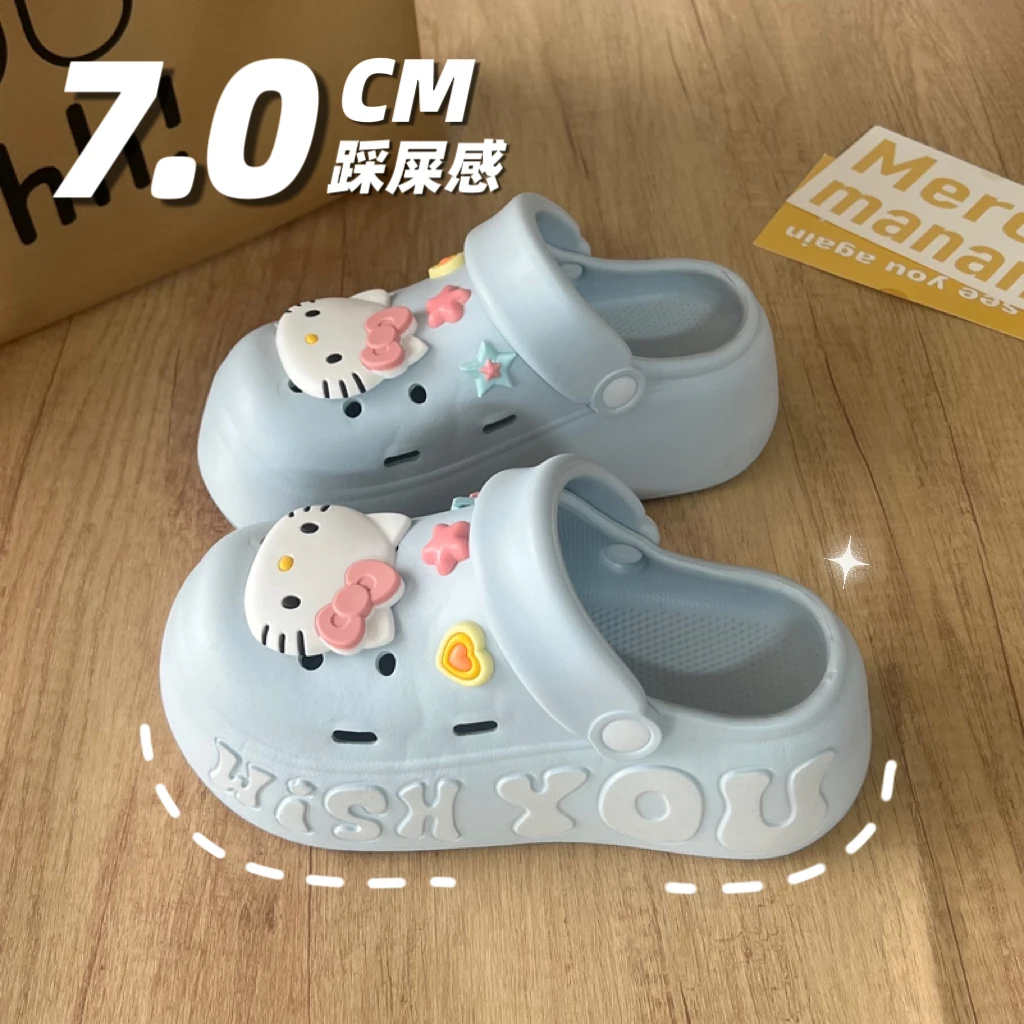 新款卡通可爱洞洞鞋女夏外穿学生宿舍EVA厚底包头花园鞋沙滩凉鞋