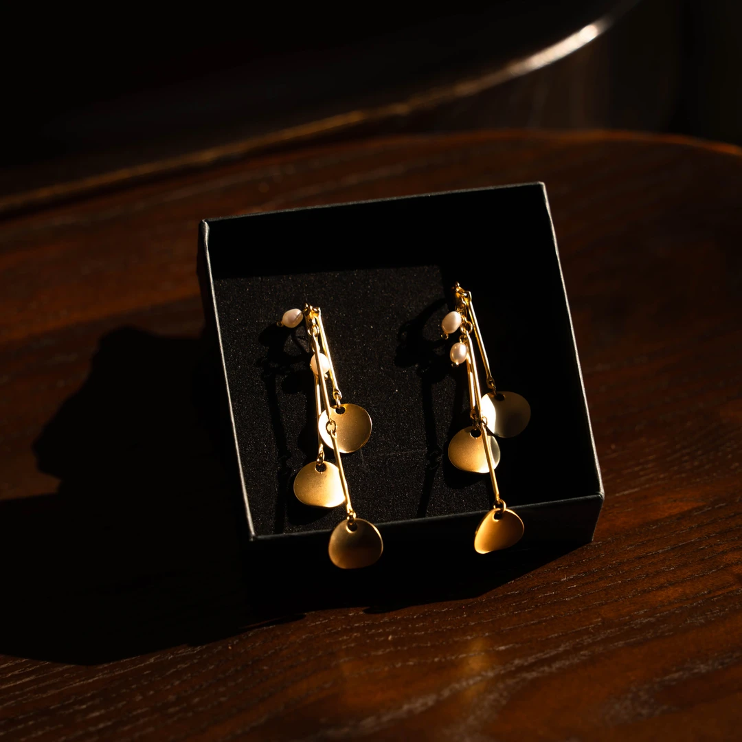 纯铜耳饰 镀K金 流苏优雅小众耳环