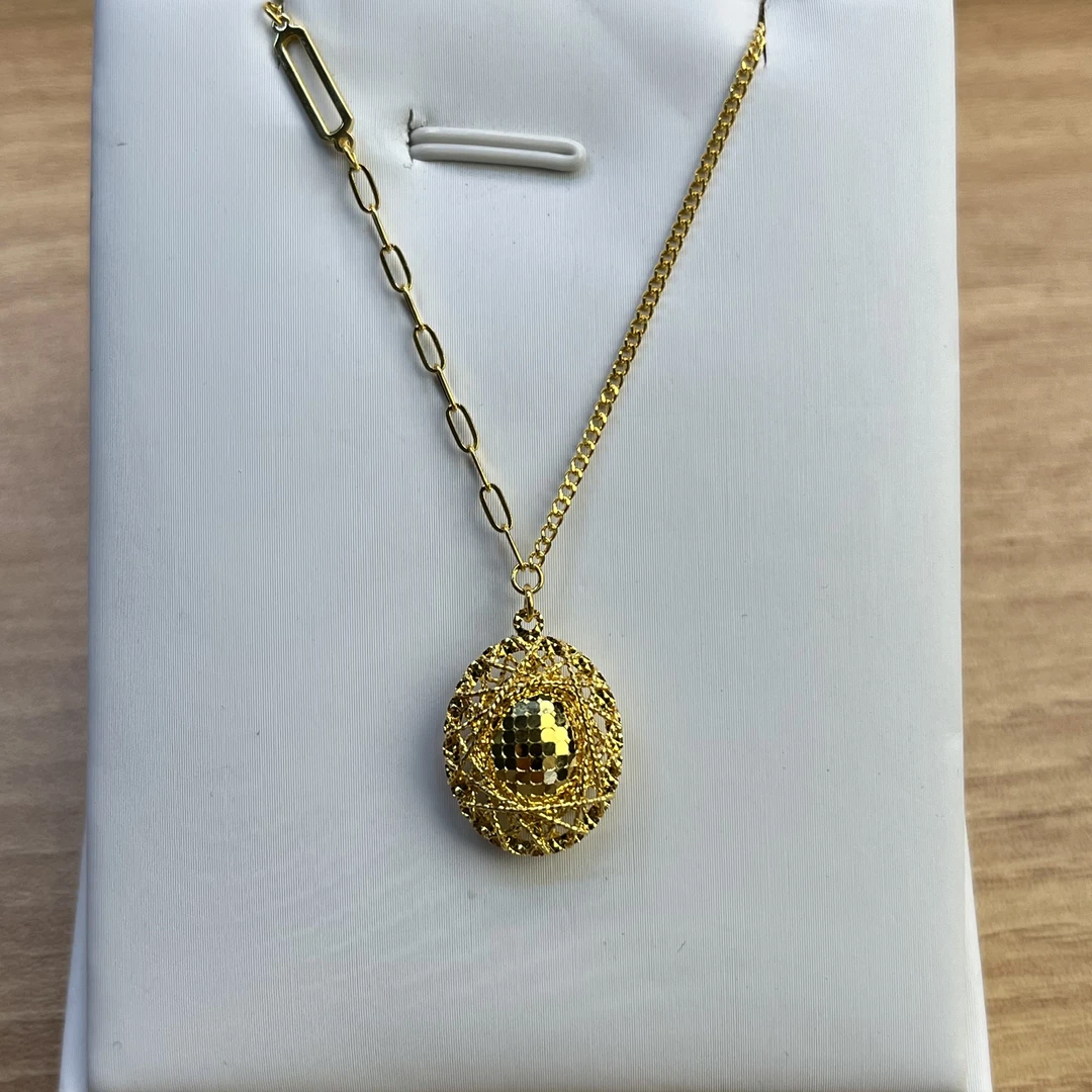 纯万福足金999黄金5g工艺鸽子蛋椭圆鱼鳞设计贵气送礼佳选套链