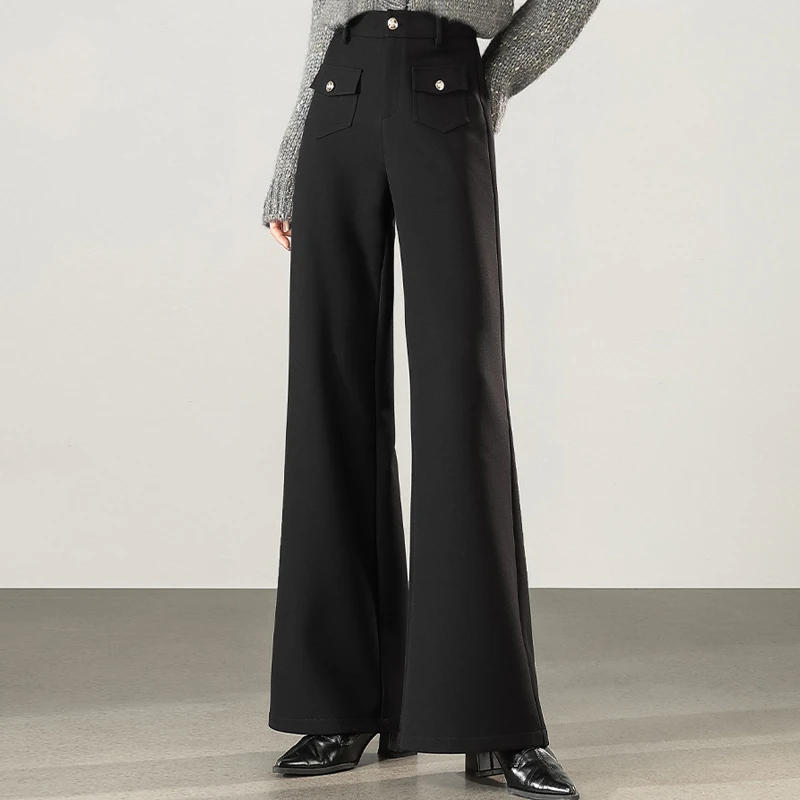 【加厚醋酸阔腿西装裤】高级感宽松直筒裤休闲裤长裤子女-29182