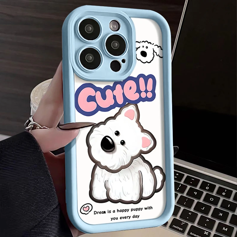 可爱小狗适用iphone16苹果手机壳15promax金刚砂14软13全包1211