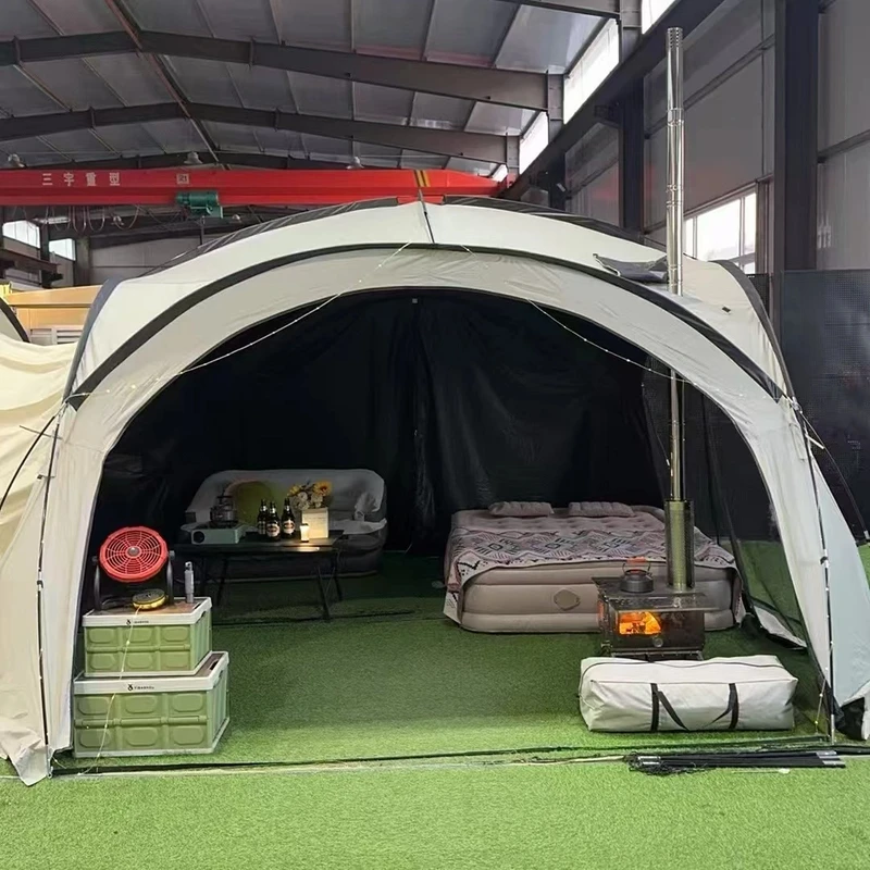 【黑胶烟筒穹顶帐篷】帐篷防晒多人户外公园露营防风雨遮阳折叠帐篷
