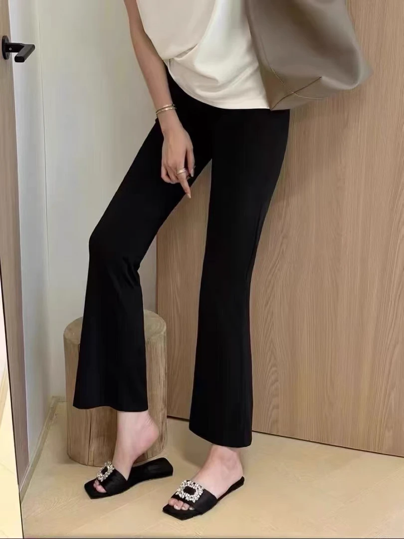 万能百搭微啦松紧腰小黑裤