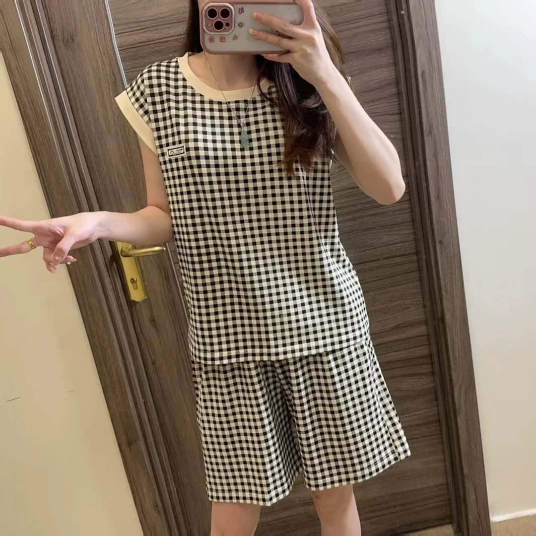 夏季新款不带胸垫女士无袖背心短裤睡衣可外穿家居服