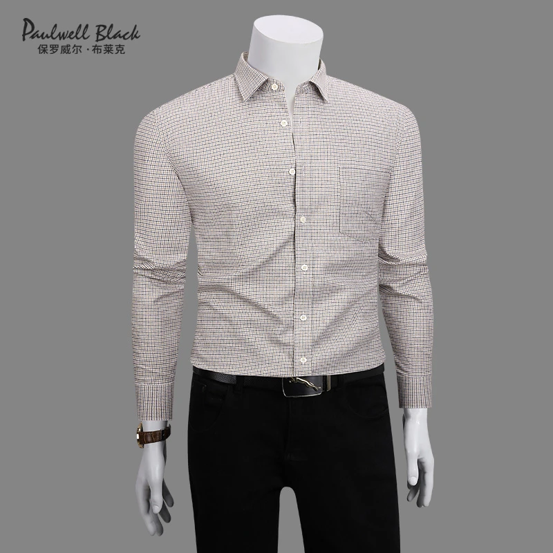 磨毛格子衬衫男款长袖休闲内搭上衣轻奢保暖加厚纯棉秋季男士衬衣