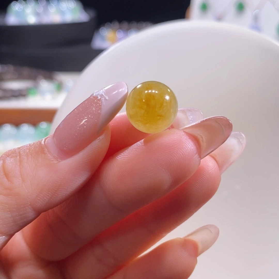 A***…翡翠未镶嵌颈饰翡翠冰鲜黄珠12.5mm分单付