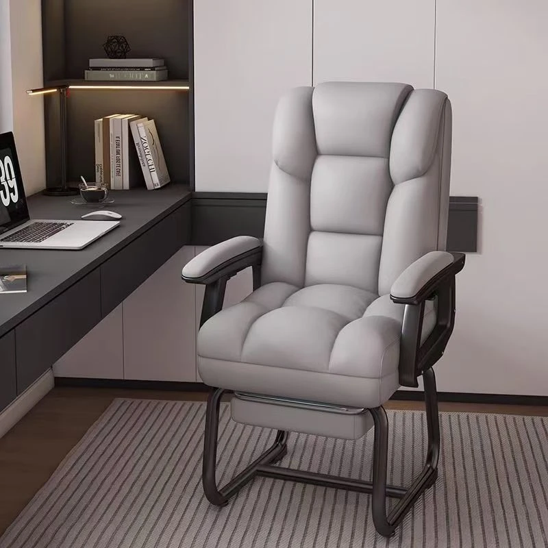 弓形椅家用电脑椅人体工学书桌老板办公椅可躺沙发椅职员椅固定