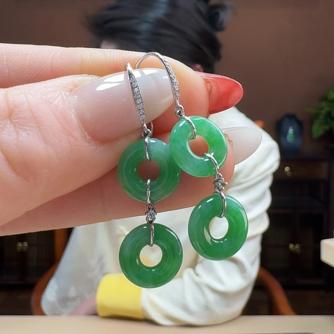 翡翠耳饰18K金镶嵌耳饰