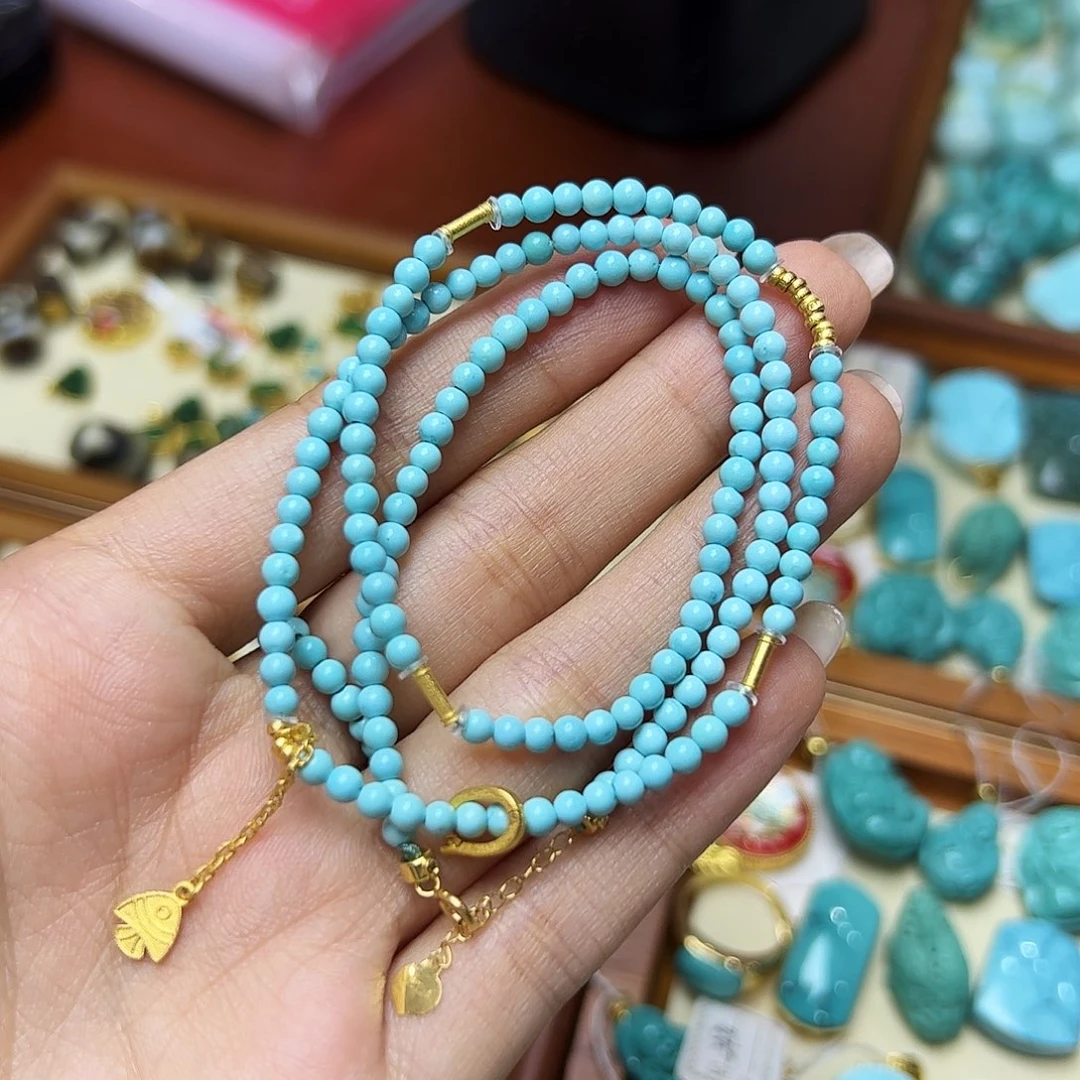 小***圆绿松石未镶嵌颈饰绿松石