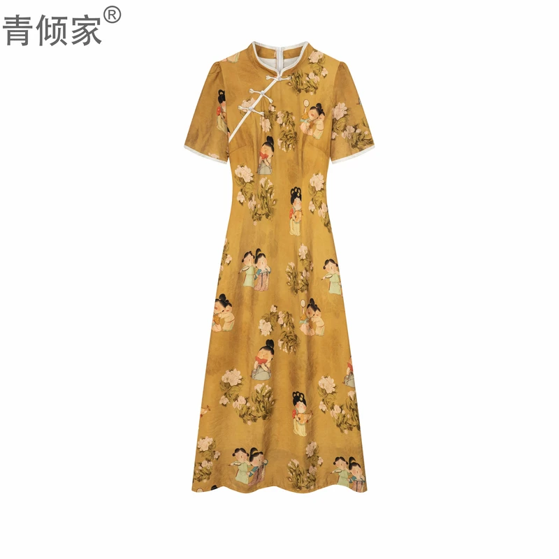 青倾家【春归夏至】唐美人新中式改良旗袍新款夏季显白温柔连衣裙