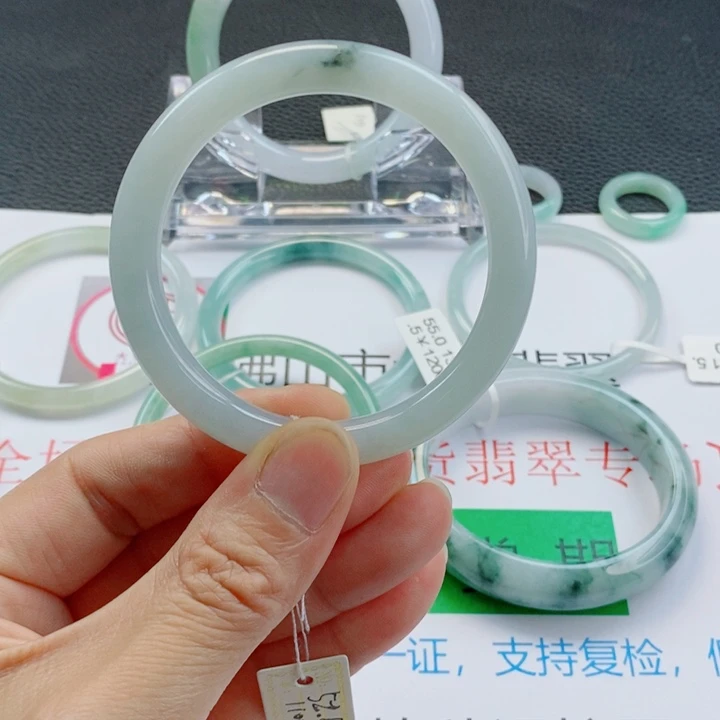未镶嵌手镯翡翠美人条手镯52-53圈口