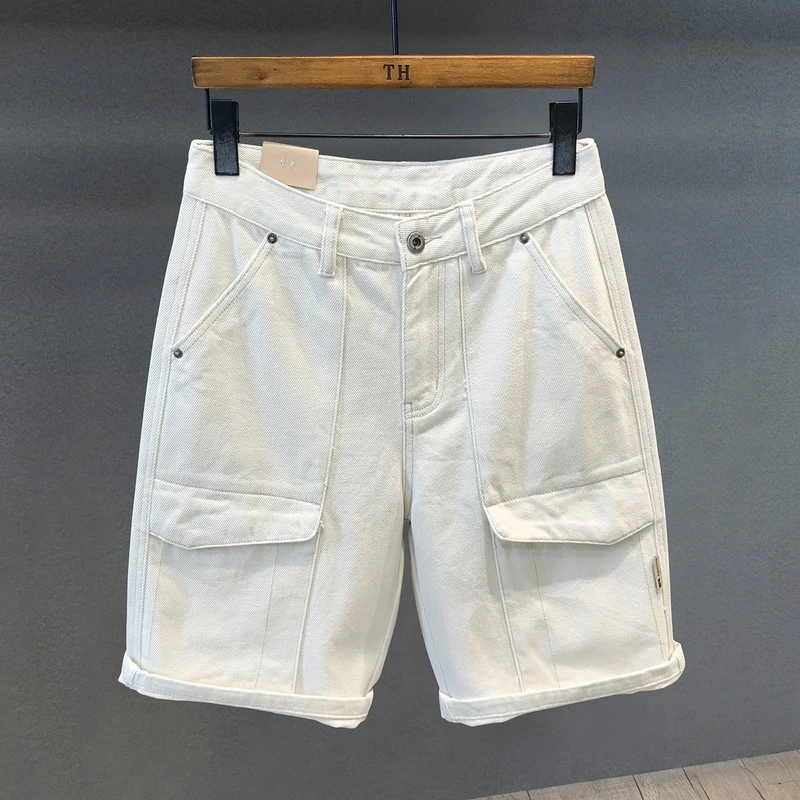 香港Npkp Couture/纯棉复古工装休闲牛仔短裤男士2025新款夏季日