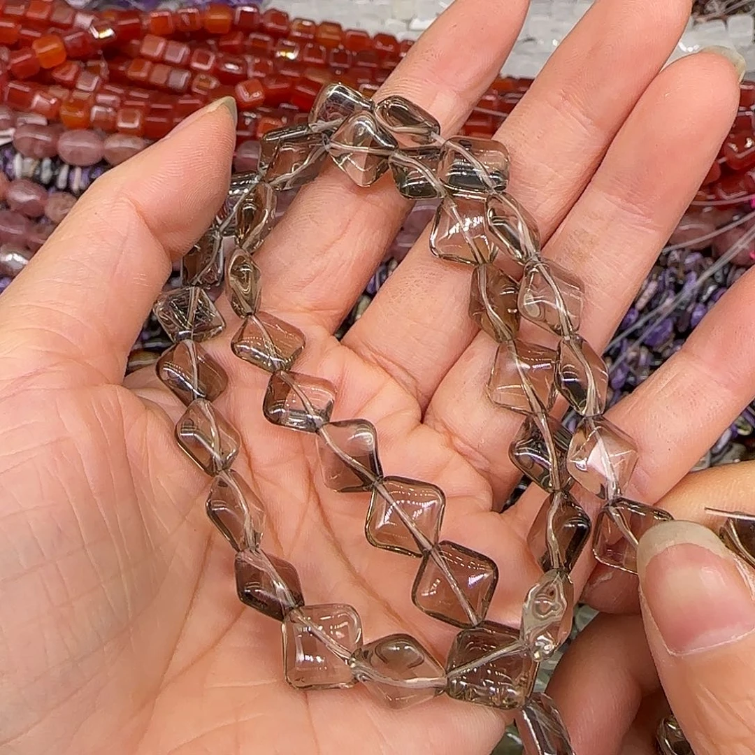 玛瑙/玉髓合金珠宝半成品茶晶对角11mm一条