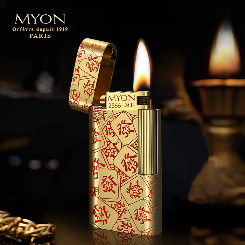 MYON勉牌M710八方来财国标黄铜一体煤油打火机