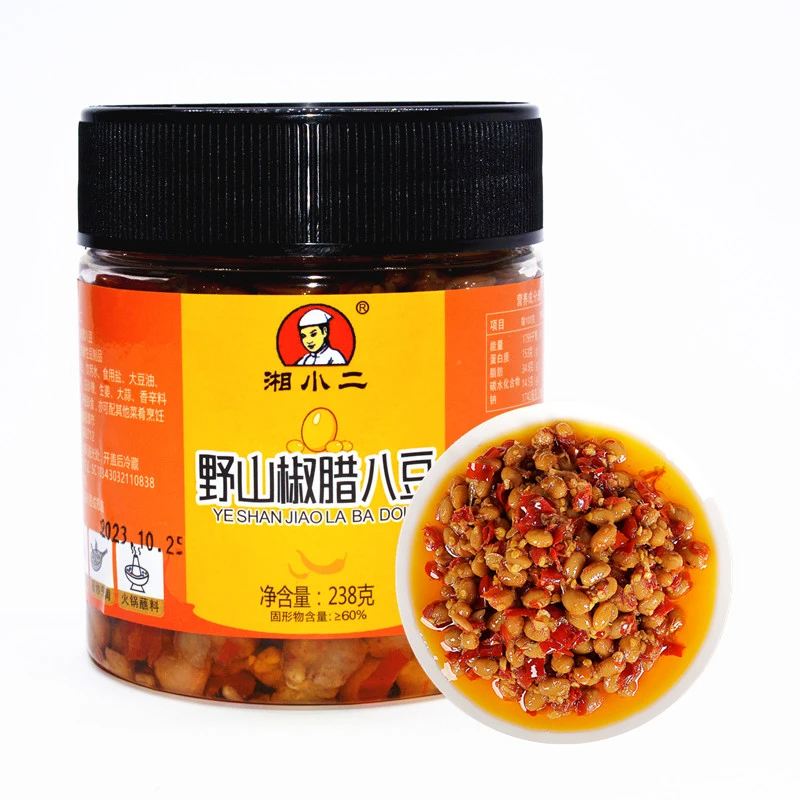 【238gx3瓶】湖南特产野山椒腊八豆辣椒酱下饭菜正宗家用商用美味