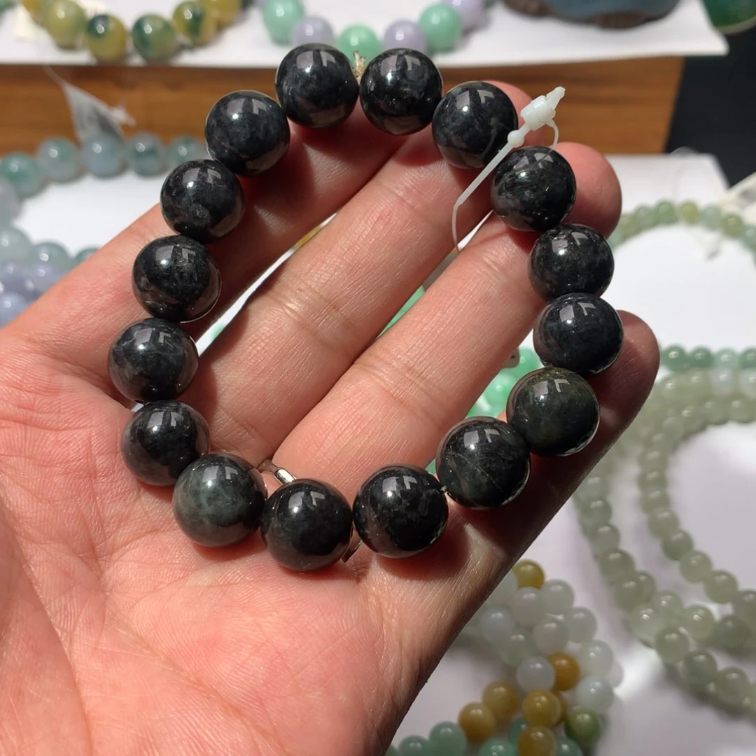 未镶嵌手链翡翠黑手串卡12.7