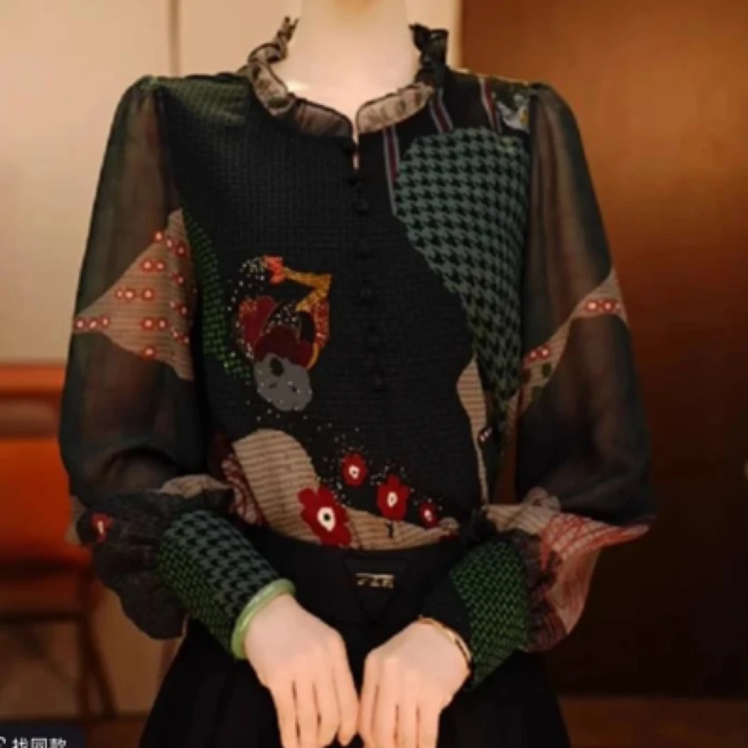 0高端轻奢雪纺衫2025春季妈妈装新款时尚洋气减龄