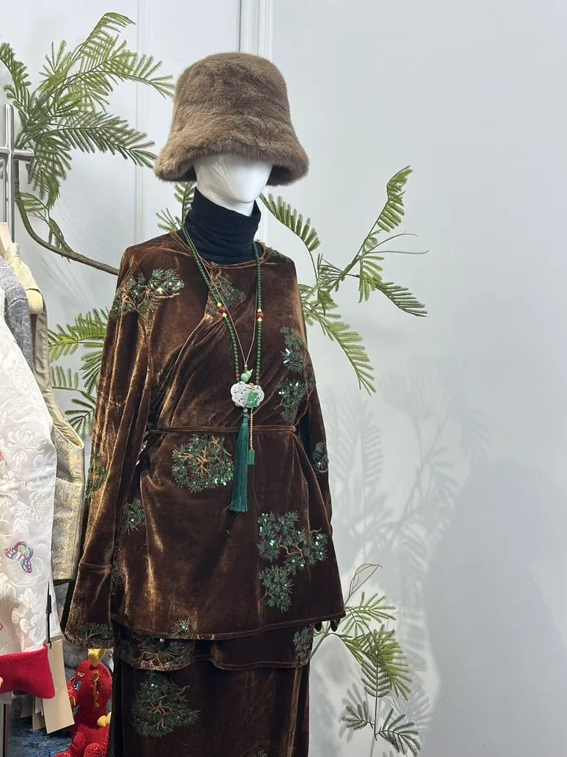 新中式上衣+半裙套装TZ2690