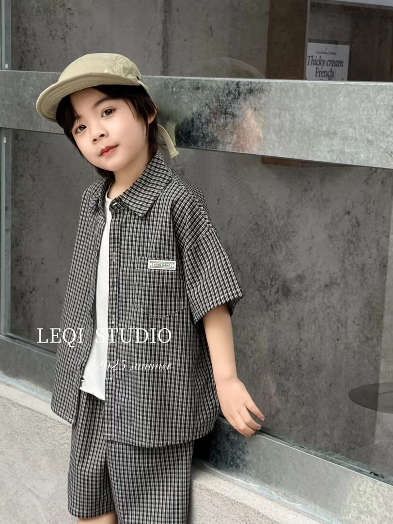 【实体童装品牌】lq&kids 130夏季男中大童休闲套装韩版潮流三件套