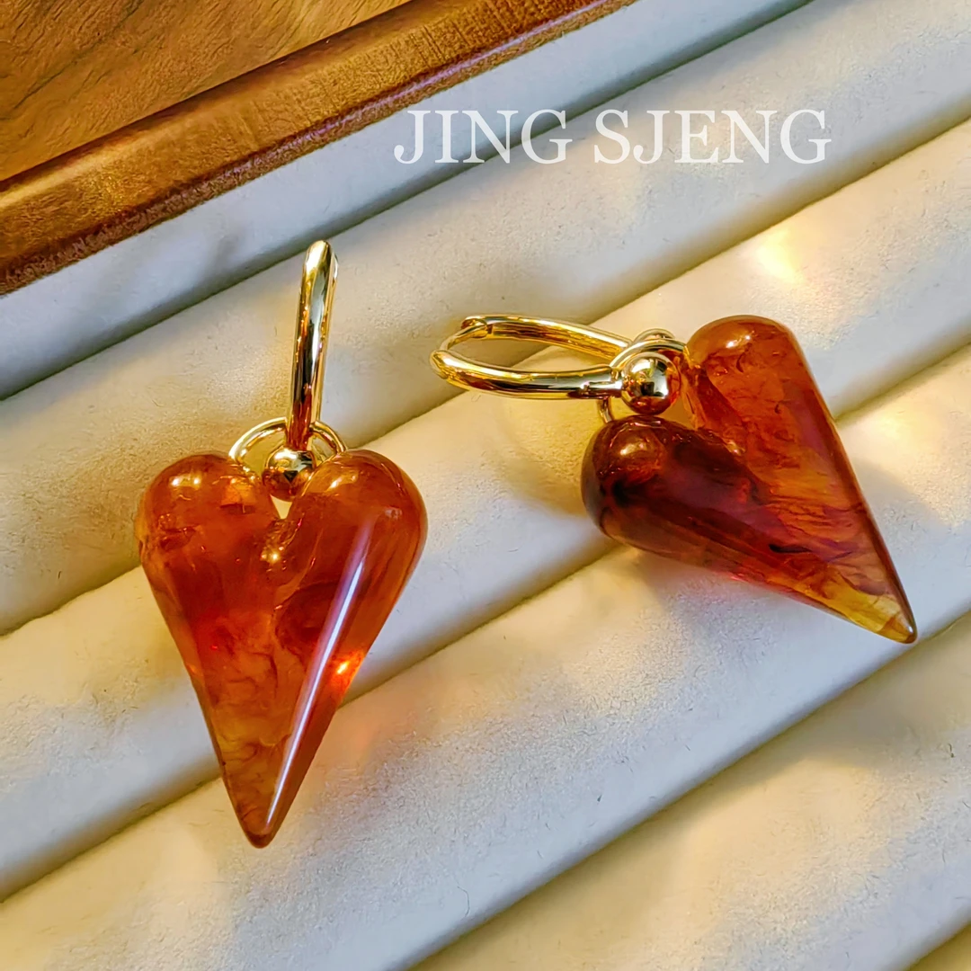 铜合金树脂耳饰 【一眼心动】复古时尚简约小众设计感法式气质耳环