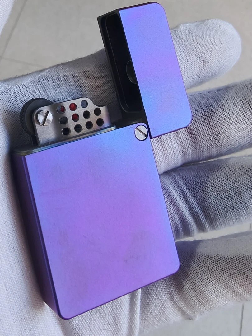 钛合金虎鲨一体机阳极化烤蓝紫色定制防风手工创意煤油打火机高档