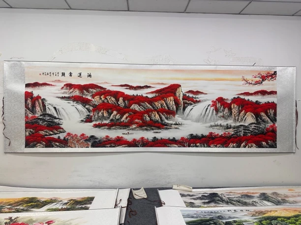 3.1米✖️95梅花鸿运当头卷轴山水挂画