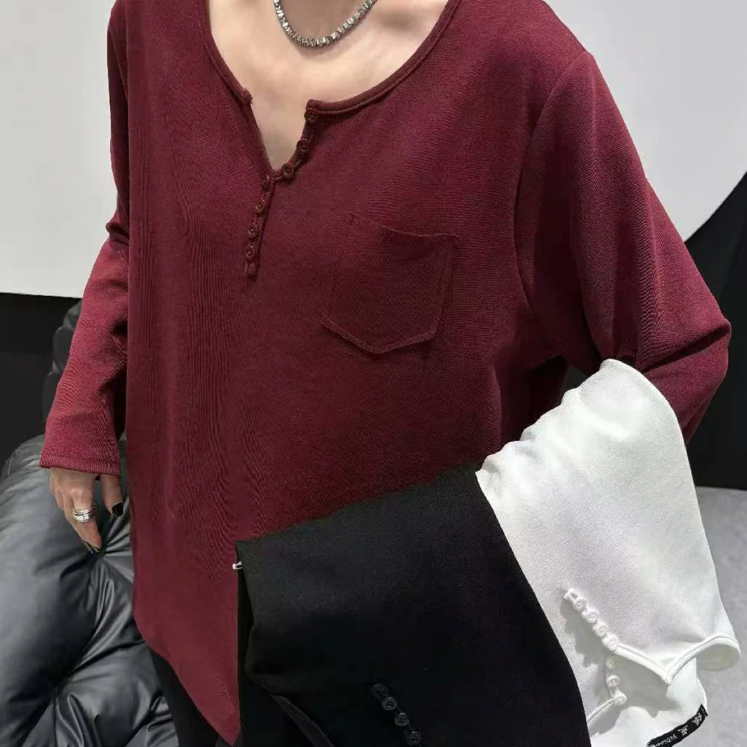 凌云定制高货纽扣打底衫8616