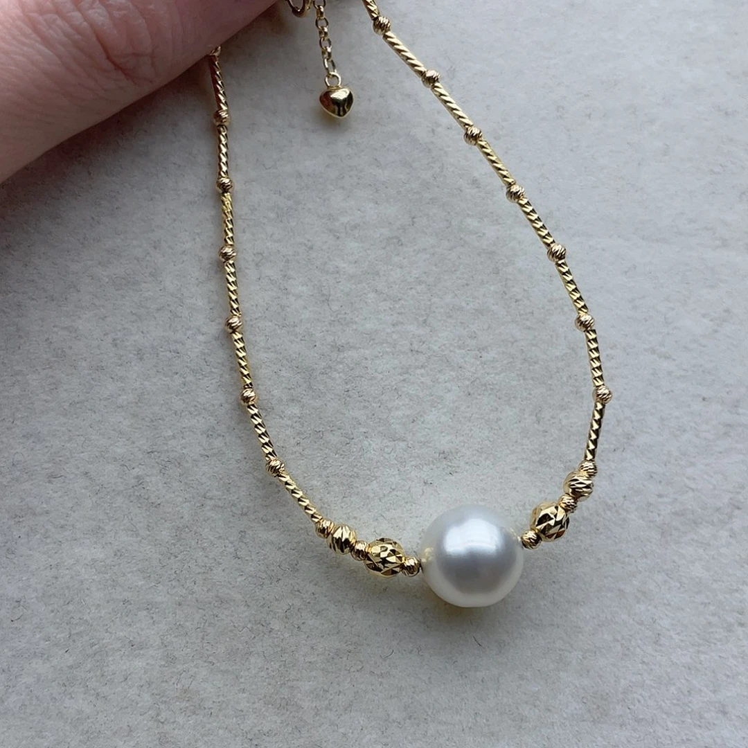 银S925镶嵌海水珍珠手链132