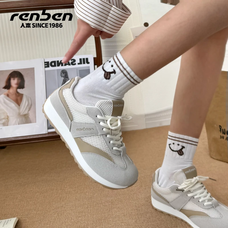 人本官方旗舰店运动休闲鞋透气时尚跑步2025轻便夏季运动鞋情侣ol