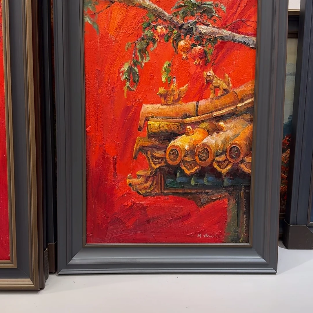 油画红墙系列作品