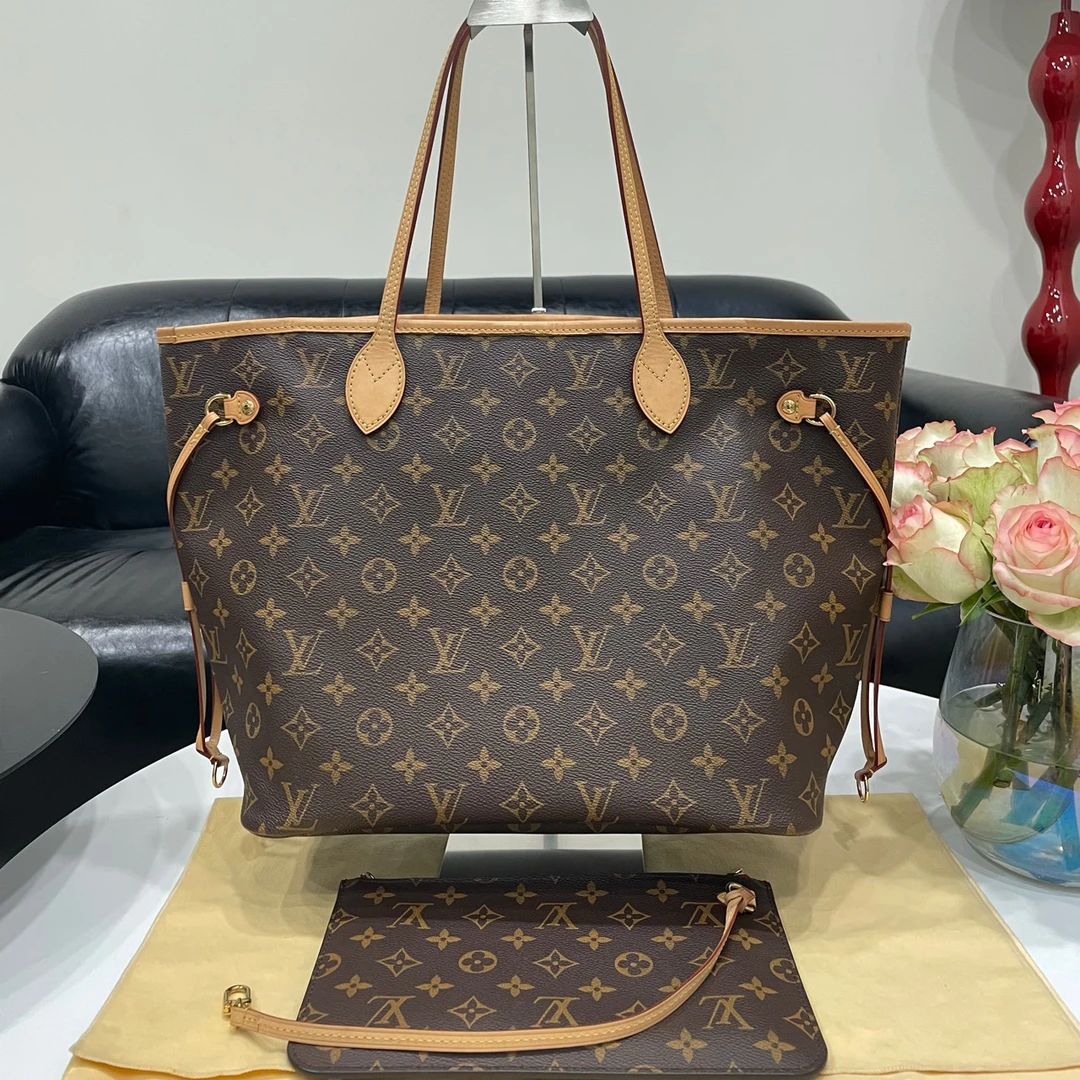 95新 LouisVuitton/路易威登 neverfull老花红内中号