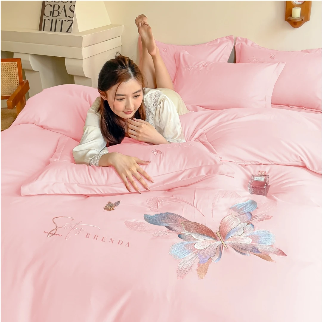 断码 清！！！秋冬加厚暖暖磨毛刺绣四件套-蝶之舞 秋冬床品套件