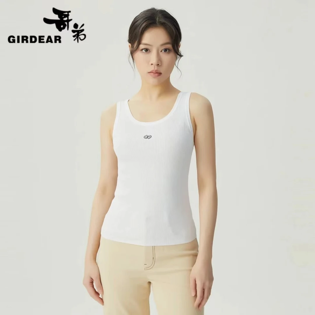 【哥弟】新款女装同心协力休闲显瘦气质百搭U领夏季针织显瘦U领背心