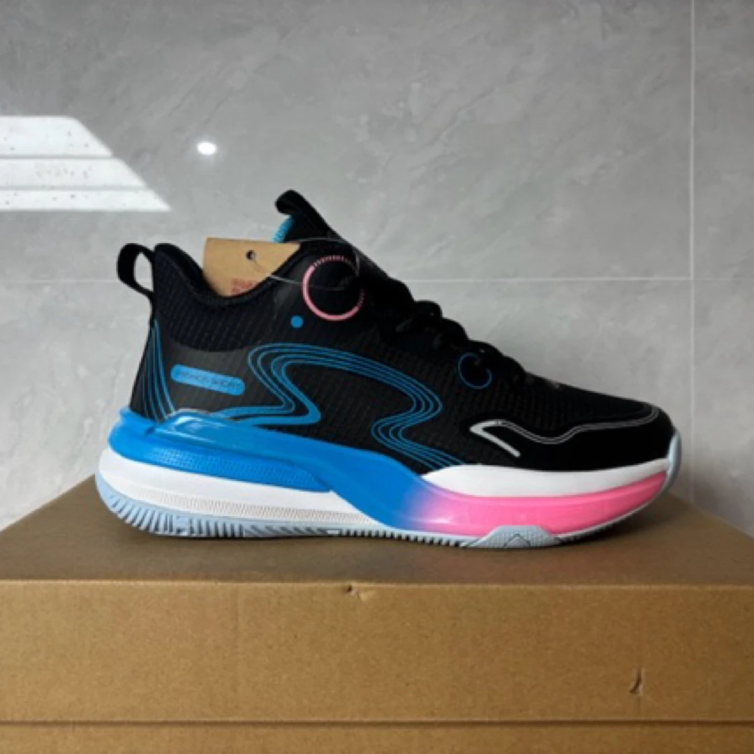 【014】超杯高帮运动篮球增高透气男鞋黑紫防滑黑白篮球鞋通用