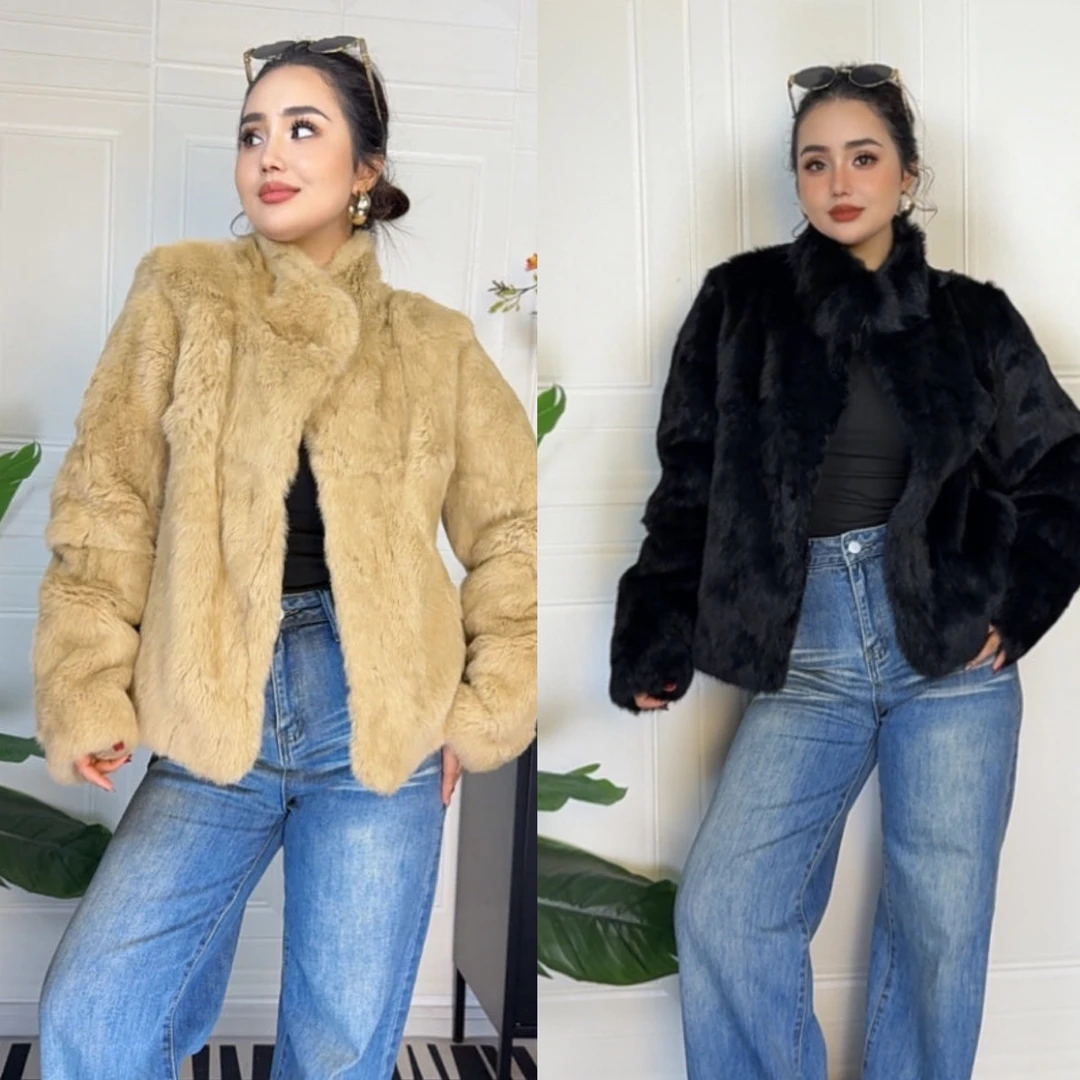 冬季新款兔毛短款外套