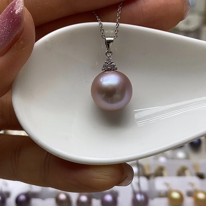 吊坠银S925镶嵌淡水珍珠