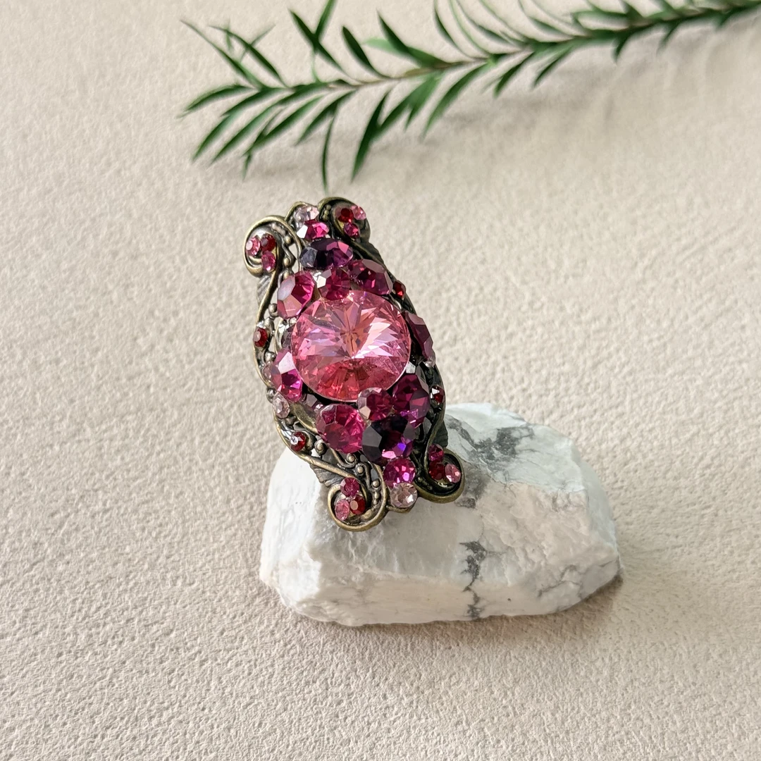 铜合金合成锆石戒指 【六六中古】孤品复古个性开口戒指aj5497