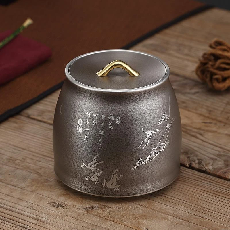 新款 锡罐茶叶储存罐小号便携密封罐家用装茶叶罐普洱茶饼罐中式