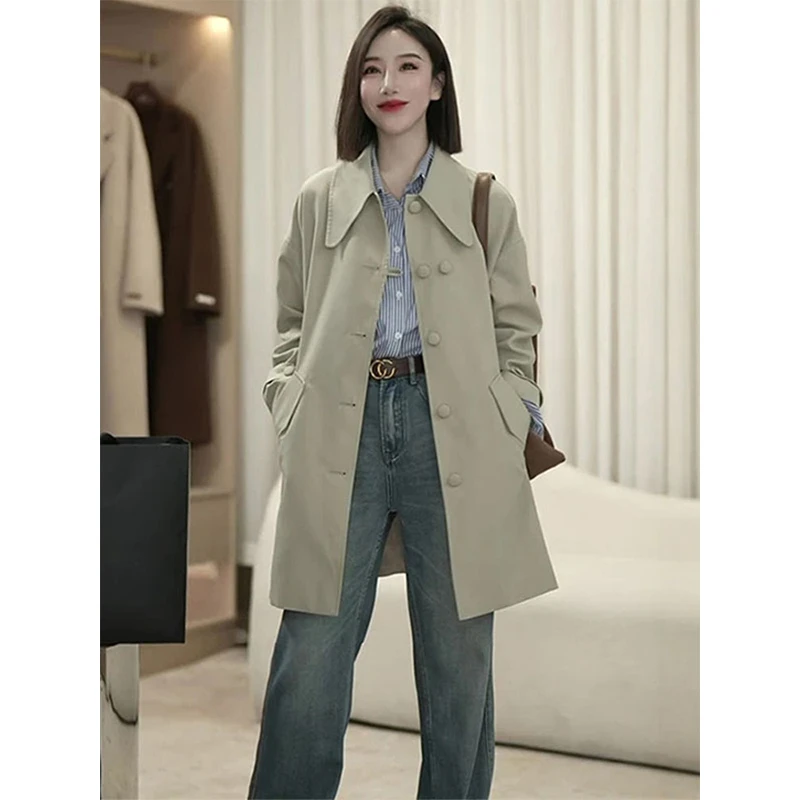 卡其色风衣女中长款2025春秋新款韩版流行高级感欧货爆款外套大衣