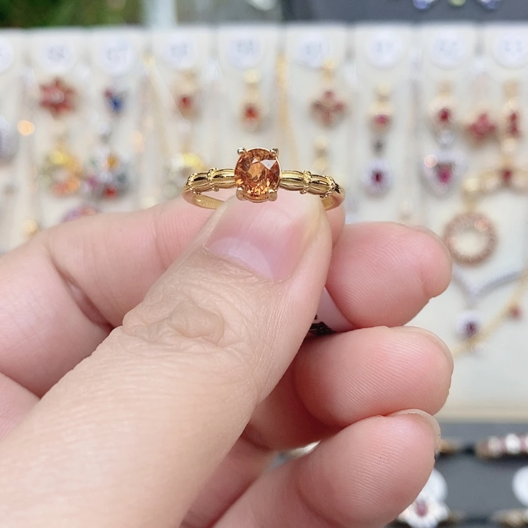 银S925镶嵌戒指石榴石（芬达石）