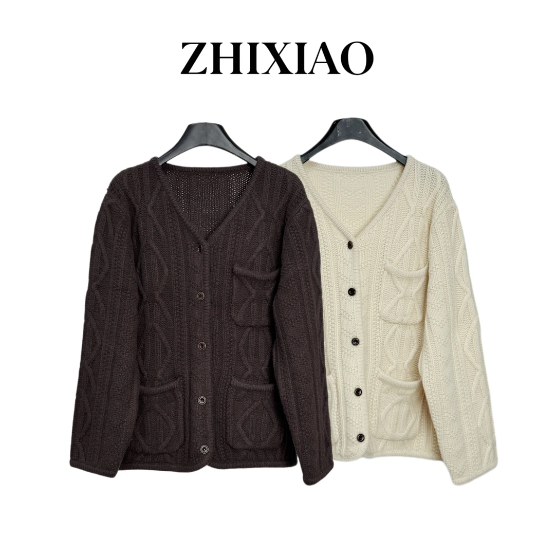 【ZHIXIAO】秋冬新款：三口袋针织毛衣开衫6031
