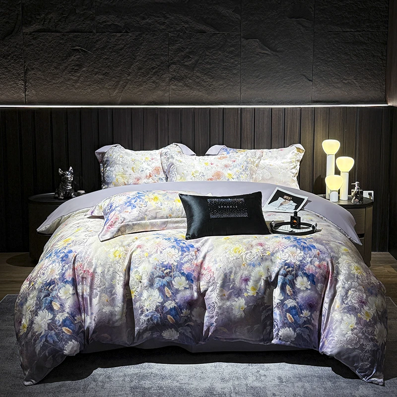 【2025春夏新款云梦水墨系列】贡缎提花四件套轻奢印花高级感