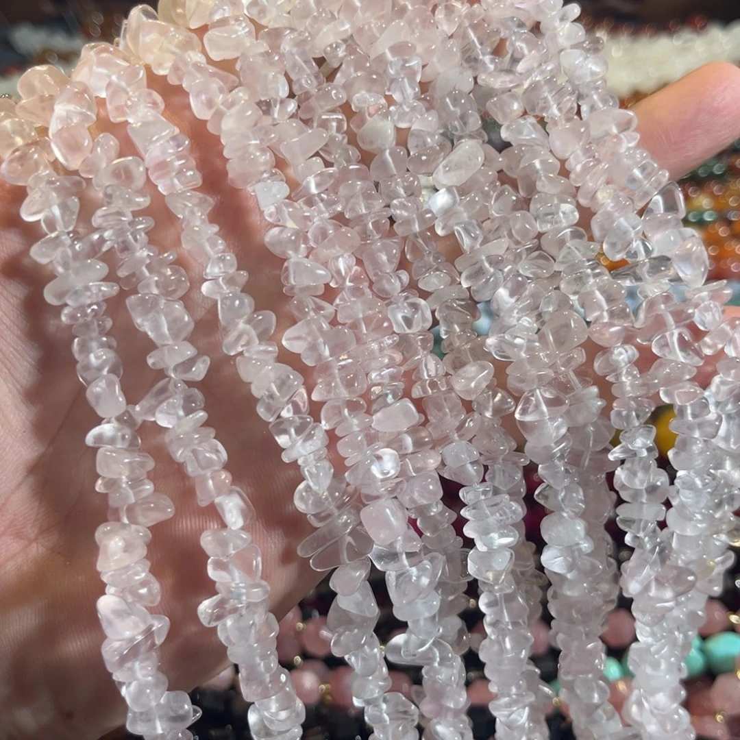 未镶嵌玛瑙/玉髓珠宝半成品冰糯粉水晶碎碎一条85cm